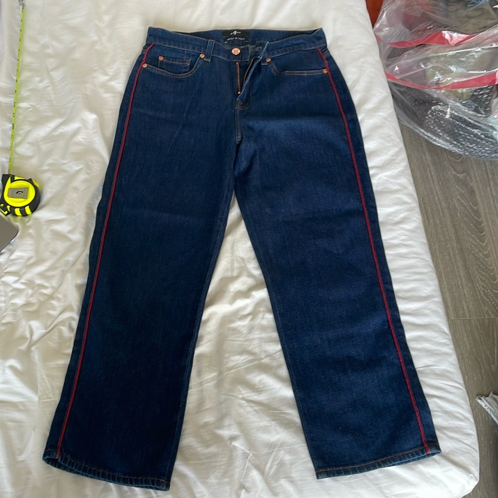 NWOT 7 For All Mankind Kiki with Red Stripe in Archive Size 26